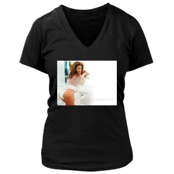 Eva Mendes Women's Deep V-Neck TShirt