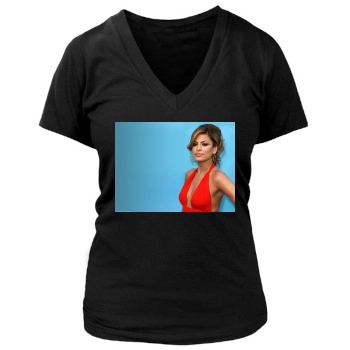 Eva Mendes Women's Deep V-Neck TShirt