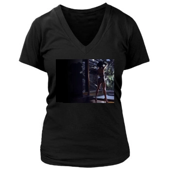 Eva Mendes Women's Deep V-Neck TShirt