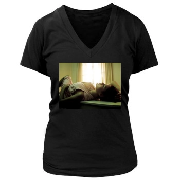 Eva Mendes Women's Deep V-Neck TShirt