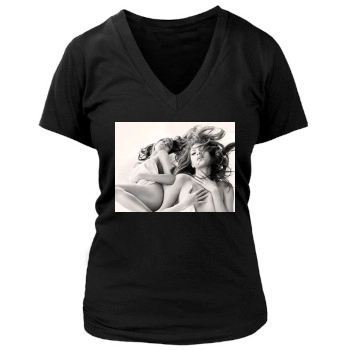 Eva Mendes Women's Deep V-Neck TShirt