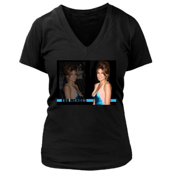 Eva Mendes Women's Deep V-Neck TShirt