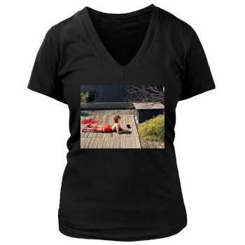 Eva Mendes Women's Deep V-Neck TShirt