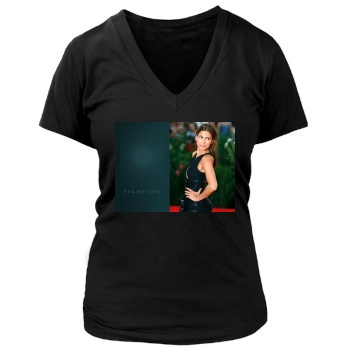 Eva Mendes Women's Deep V-Neck TShirt