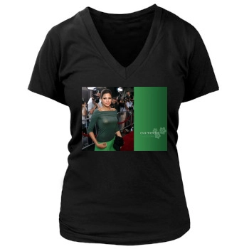 Eva Mendes Women's Deep V-Neck TShirt