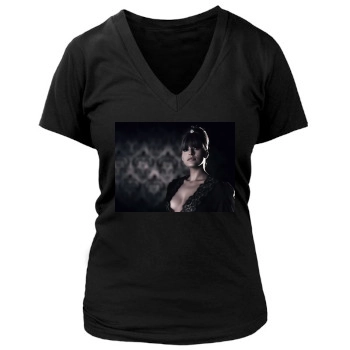 Eva Mendes Women's Deep V-Neck TShirt