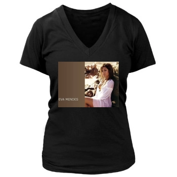 Eva Mendes Women's Deep V-Neck TShirt