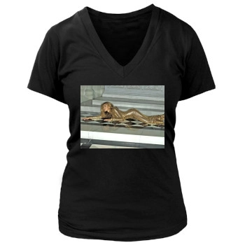 Eva Mendes Women's Deep V-Neck TShirt