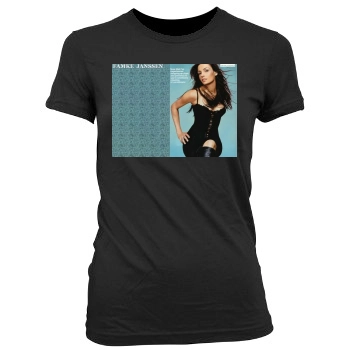 Famke Janssen Women's Junior Cut Crewneck T-Shirt