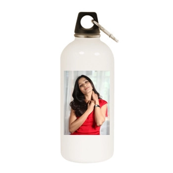 Freida Pinto White Water Bottle With Carabiner