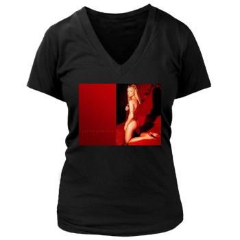 Jaime Pressly Women's Deep V-Neck TShirt