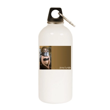 Jane Fonda White Water Bottle With Carabiner