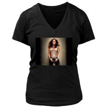 Jennifer Lopez Women's Deep V-Neck TShirt