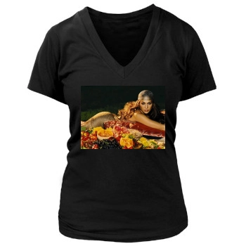 Jennifer Lopez Women's Deep V-Neck TShirt