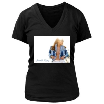 Jennifer Lopez Women's Deep V-Neck TShirt