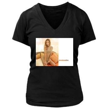 Jessica Alba Women's Deep V-Neck TShirt