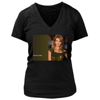 Jessica Alba Women's Deep V-Neck TShirt