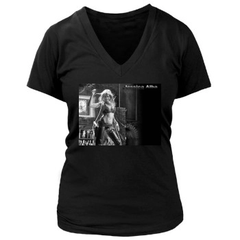 Jessica Alba Women's Deep V-Neck TShirt