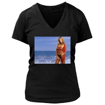 Jessica Alba Women's Deep V-Neck TShirt