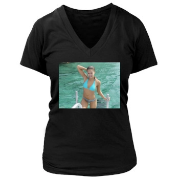 Jessica Alba Women's Deep V-Neck TShirt