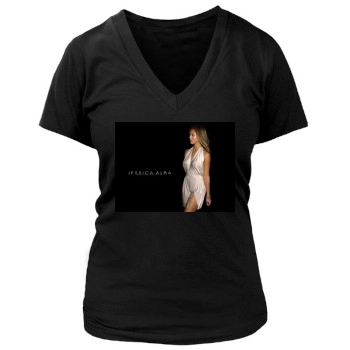 Jessica Alba Women's Deep V-Neck TShirt