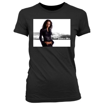 Jessica Alba Women's Junior Cut Crewneck T-Shirt