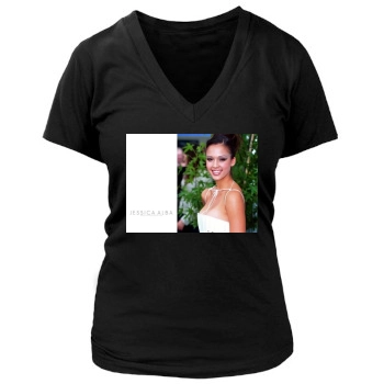 Jessica Alba Women's Deep V-Neck TShirt