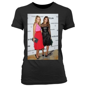 Jessica Alba Women's Junior Cut Crewneck T-Shirt