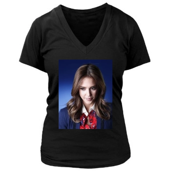 Jessica Alba Women's Deep V-Neck TShirt