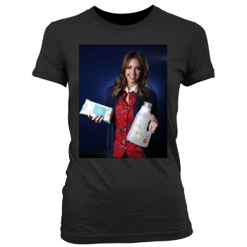 Jessica Alba Women's Junior Cut Crewneck T-Shirt