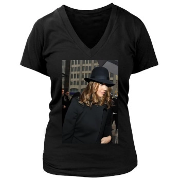 Jessica Alba Women's Deep V-Neck TShirt