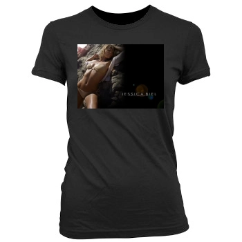 Jessica Biel Women's Junior Cut Crewneck T-Shirt