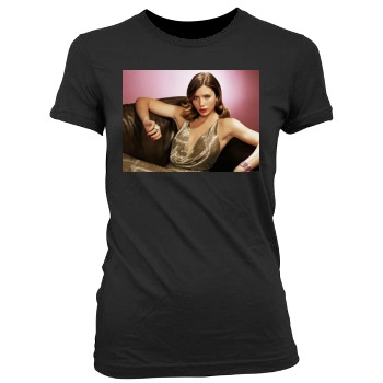 Jessica Biel Women's Junior Cut Crewneck T-Shirt