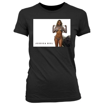 Jessica Biel Women's Junior Cut Crewneck T-Shirt