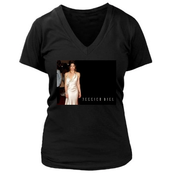 Jessica Biel Women's Deep V-Neck TShirt