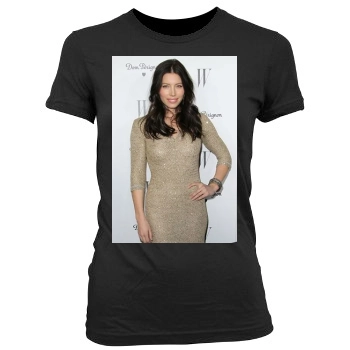 Jessica Biel Women's Junior Cut Crewneck T-Shirt