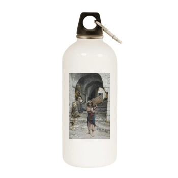 James Tissot White Water Bottle With Carabiner