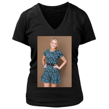 Blake Lively Women's Deep V-Neck TShirt