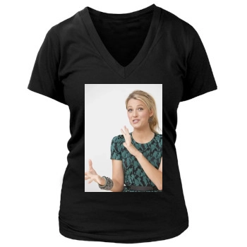 Blake Lively Women's Deep V-Neck TShirt