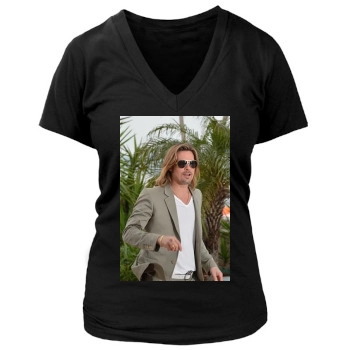 Brad Pitt Women's Deep V-Neck TShirt