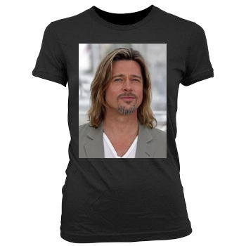 Brad Pitt Women's Junior Cut Crewneck T-Shirt