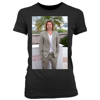 Brad Pitt Women's Junior Cut Crewneck T-Shirt