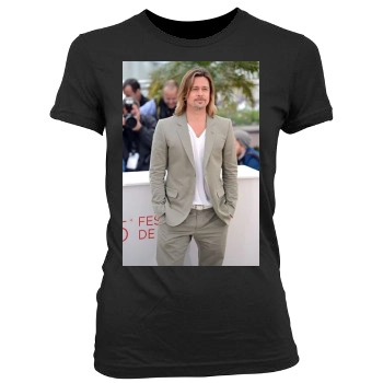 Brad Pitt Women's Junior Cut Crewneck T-Shirt