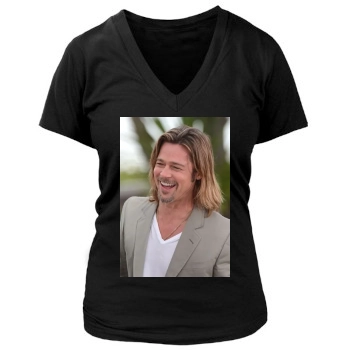 Brad Pitt Women's Deep V-Neck TShirt