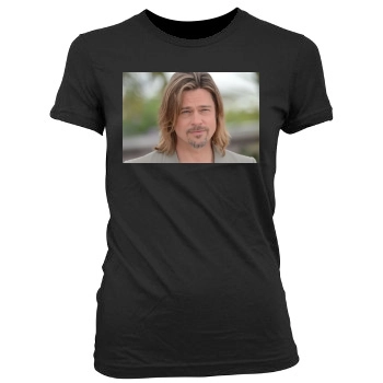 Brad Pitt Women's Junior Cut Crewneck T-Shirt