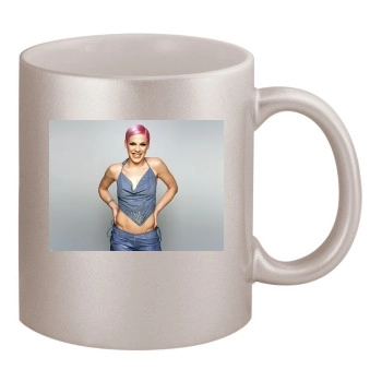 Pink 11oz Metallic Silver Mug