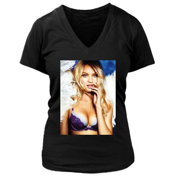 Candice Swanepoel Women's Deep V-Neck TShirt