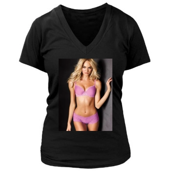 Candice Swanepoel Women's Deep V-Neck TShirt