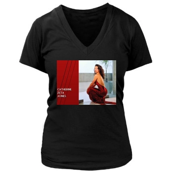 Catherine Zeta-Jones Women's Deep V-Neck TShirt