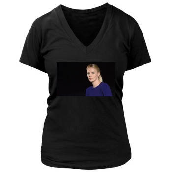 Charlize Theron Women's Deep V-Neck TShirt